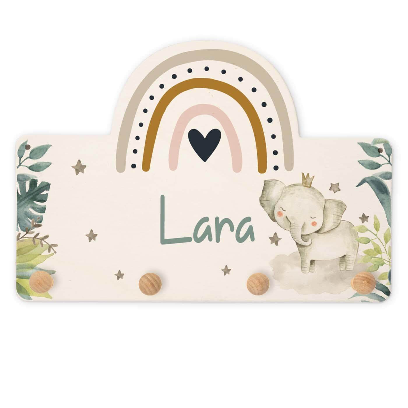 handcrafted rainbow elephant coat rack