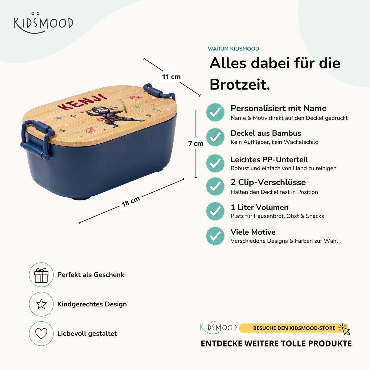 Brotdose Kinder personalisiert, Ninja