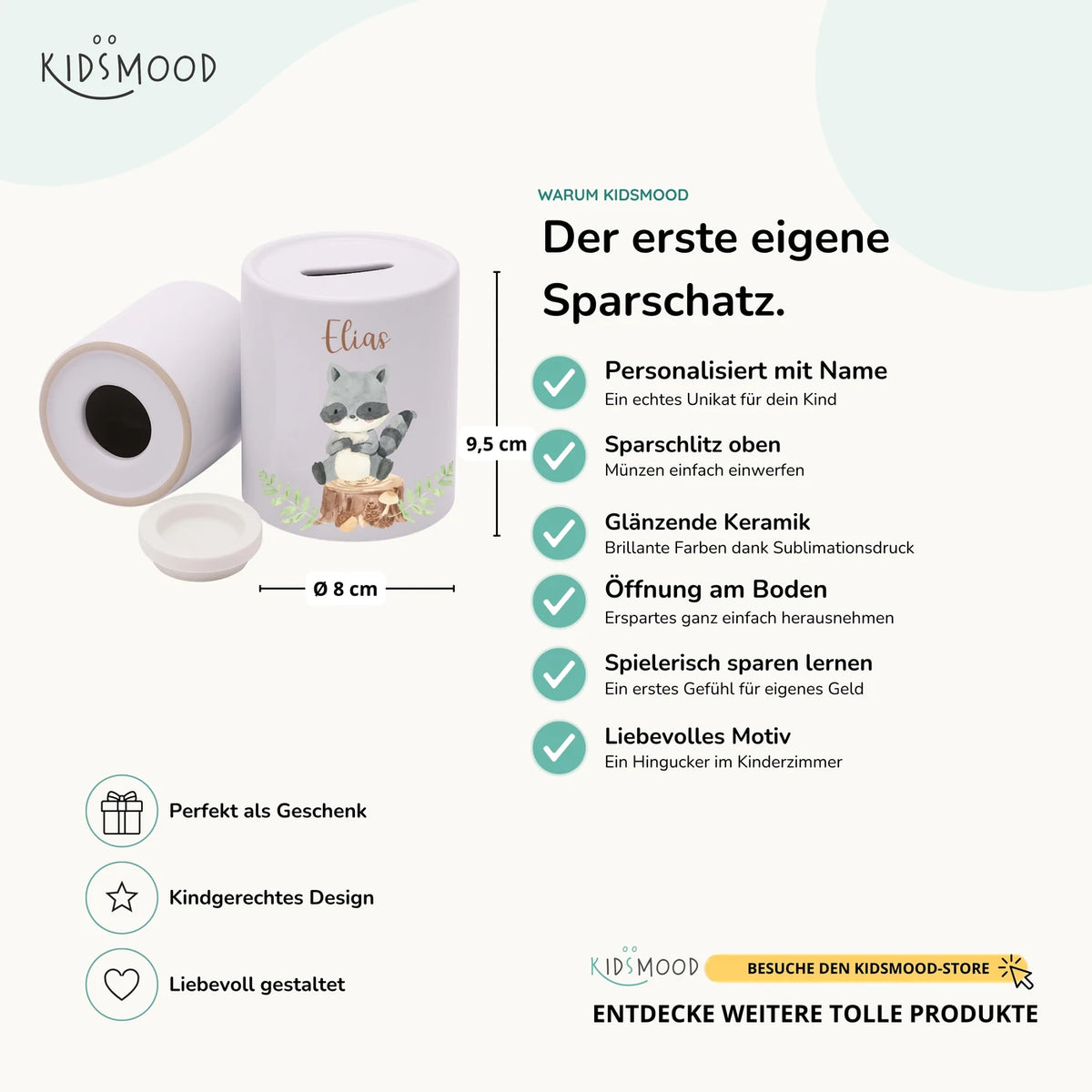 Spardose Kinder aus Keramik - WaschbÀr
