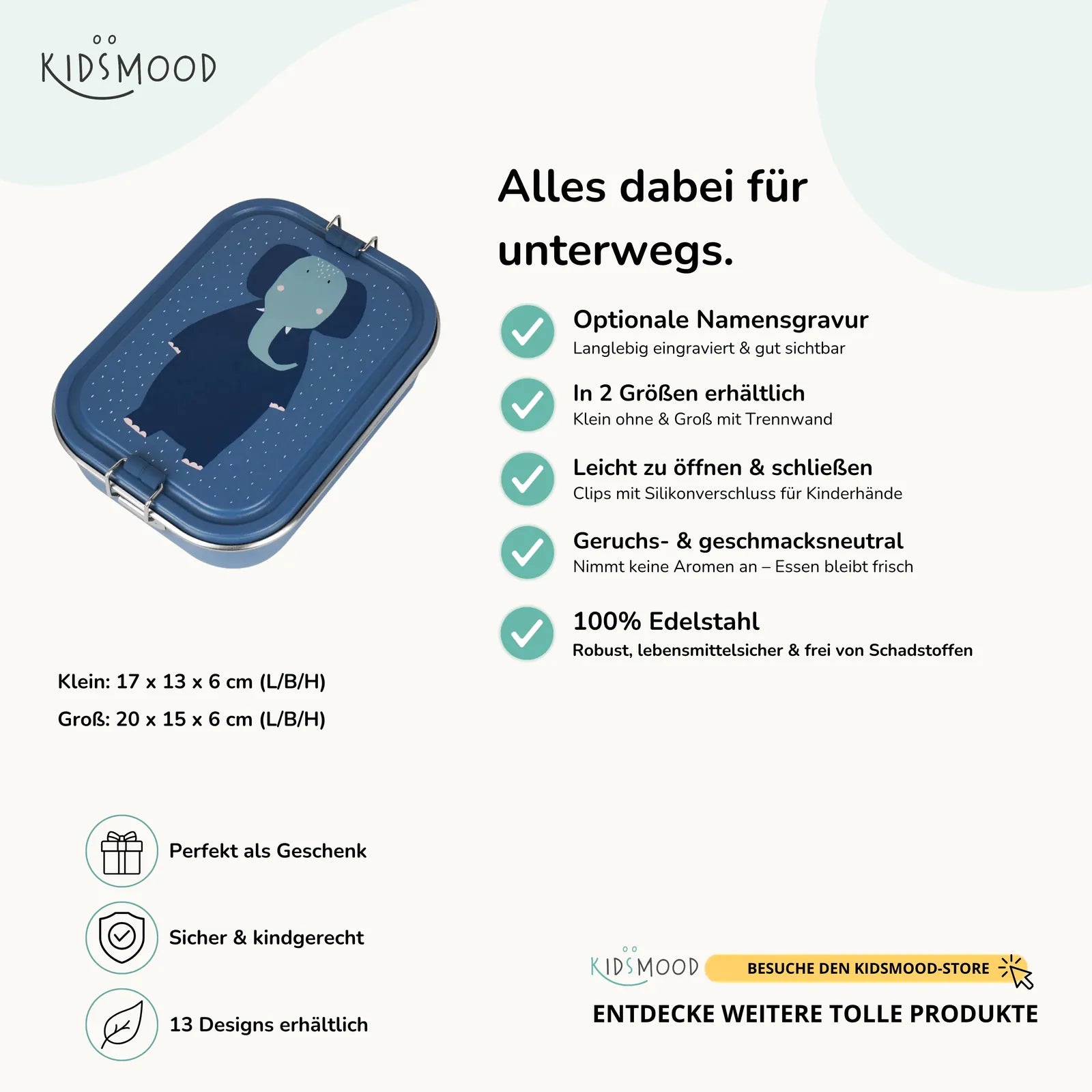 Trixie Brotdose Kinder Elefant, Hauptbild, personalisiert mit Namensgravur