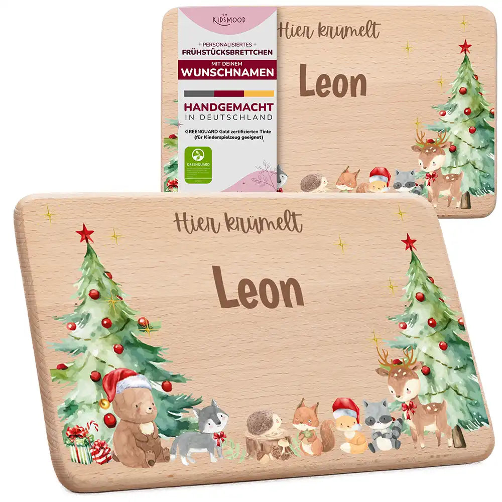 Frühstücksbrettchen Weihnachten - Niedliche Waldtiere