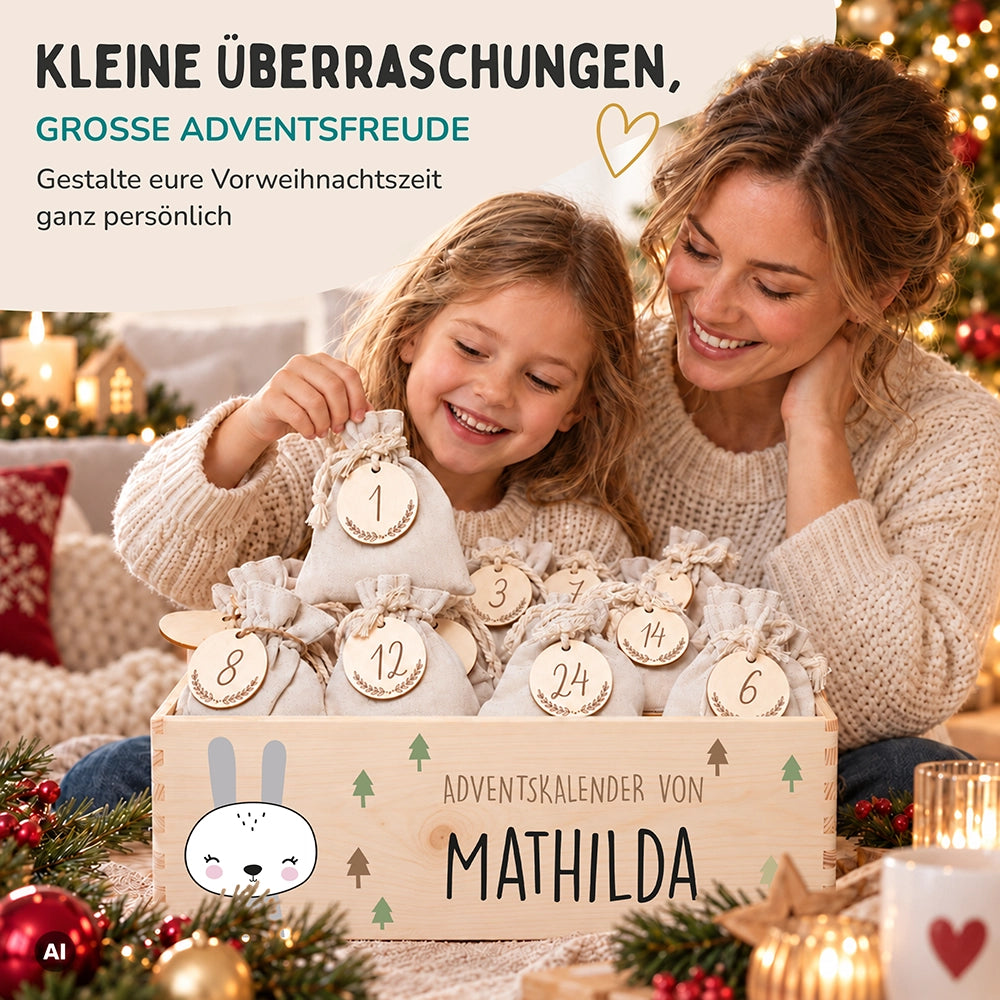 Personalisierter Adventskalender zum Befüllen - Winterhase