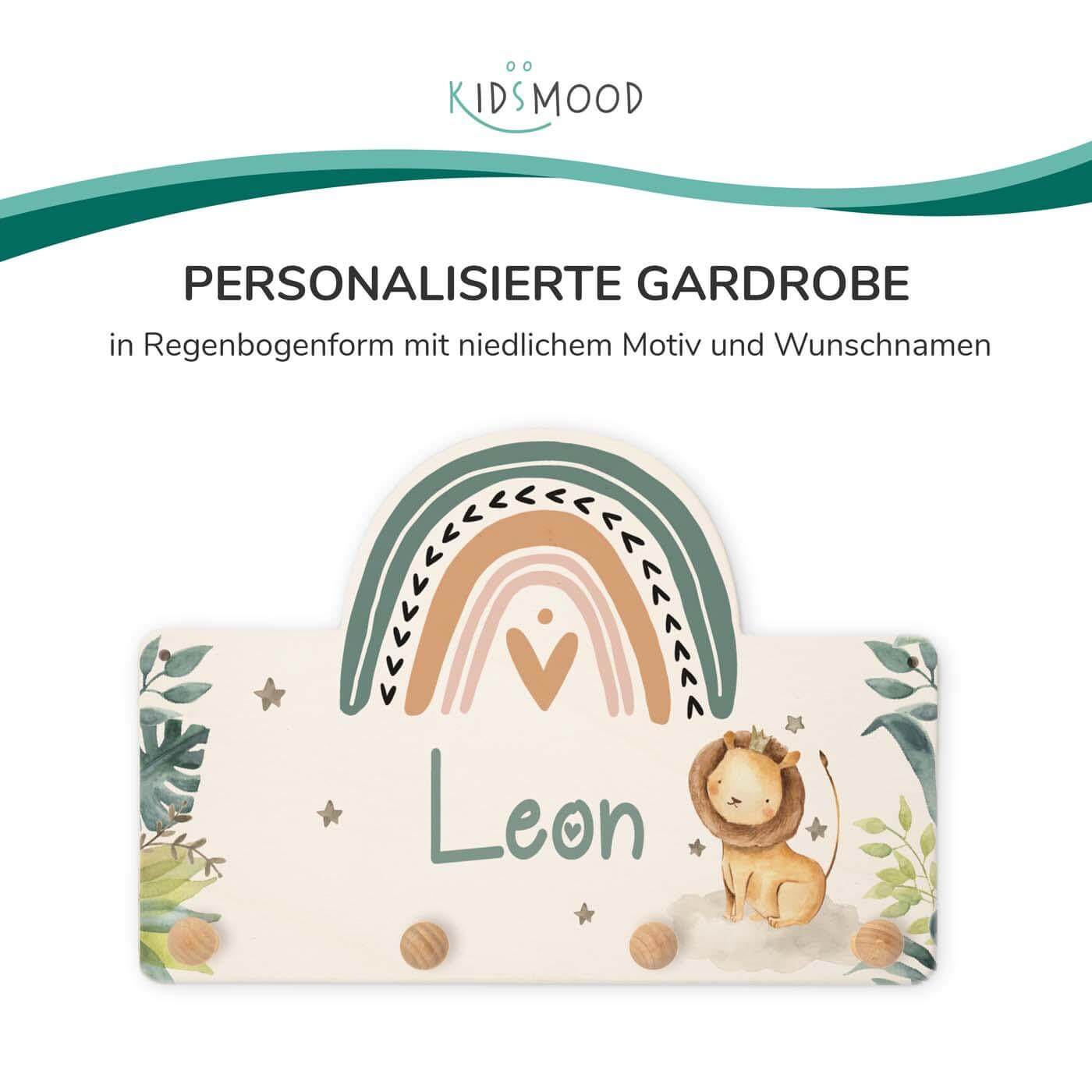 close-up of the rainbow lion coat rack