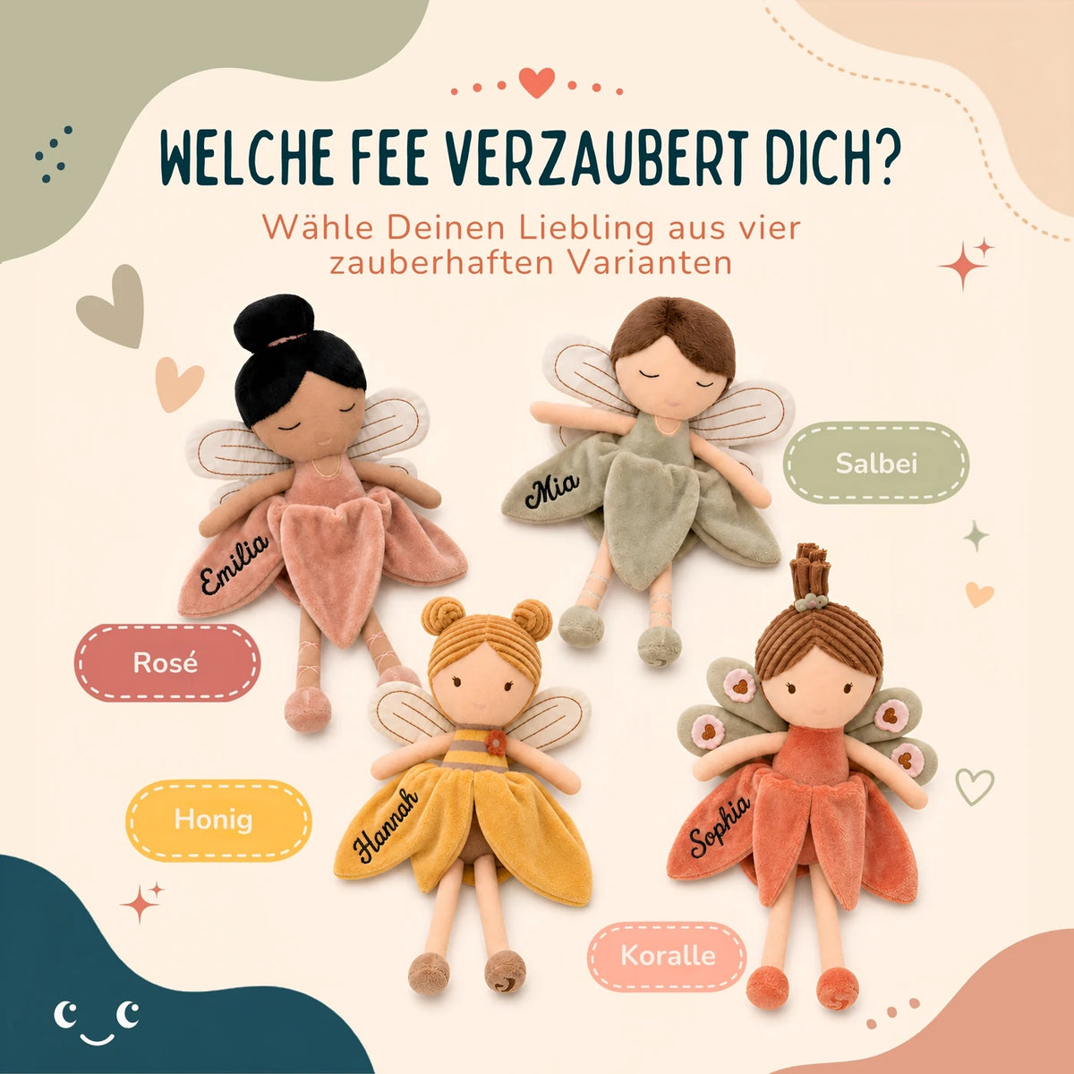 Jollein Stoffpuppe Fee Salbei â mit oder ohne Namen