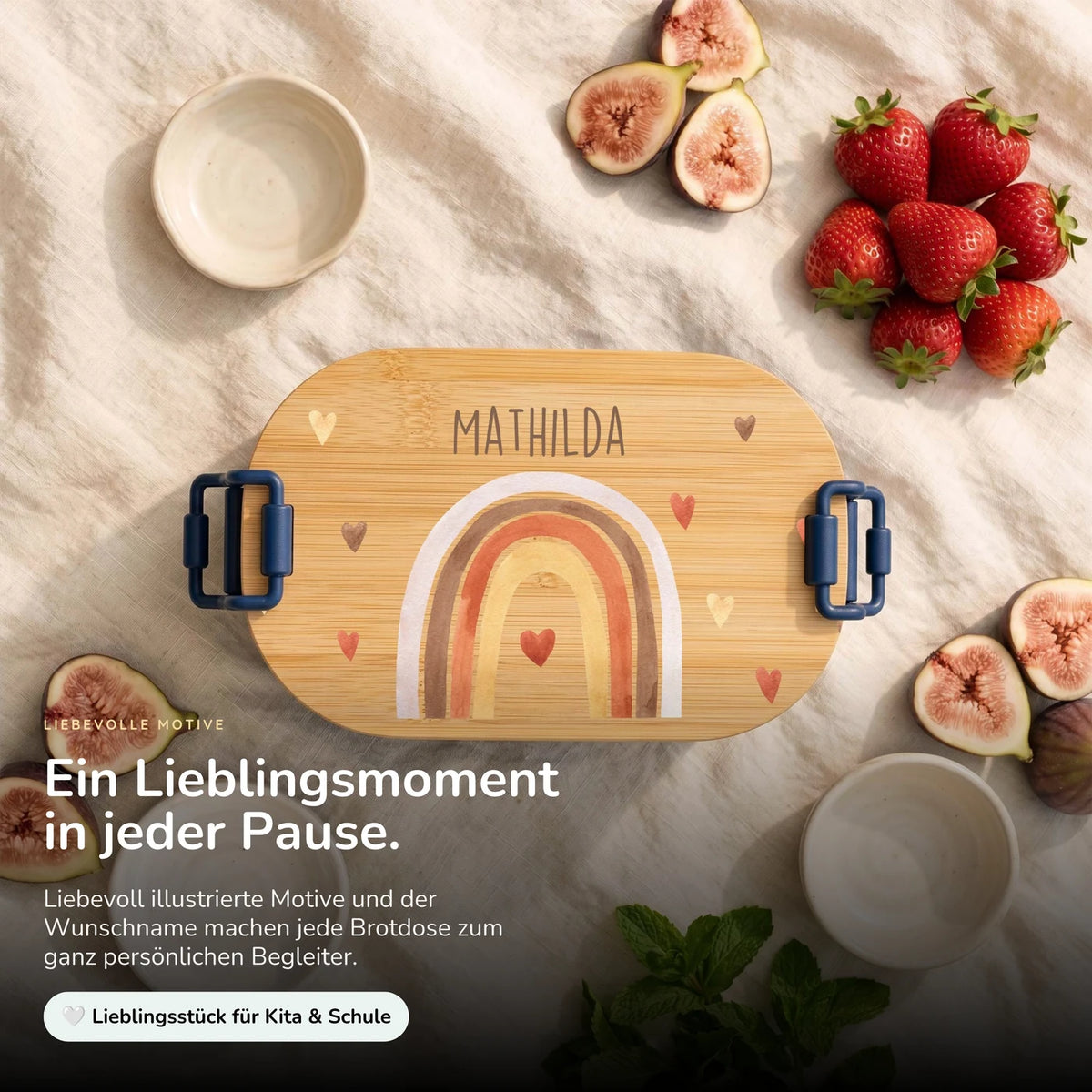 Brotdose Kinder personalisiert, Boho Regenbogen