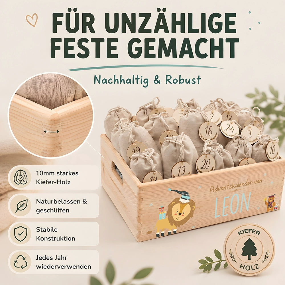 Personalisierter Adventskalender zum Befüllen - Löwe und Bär