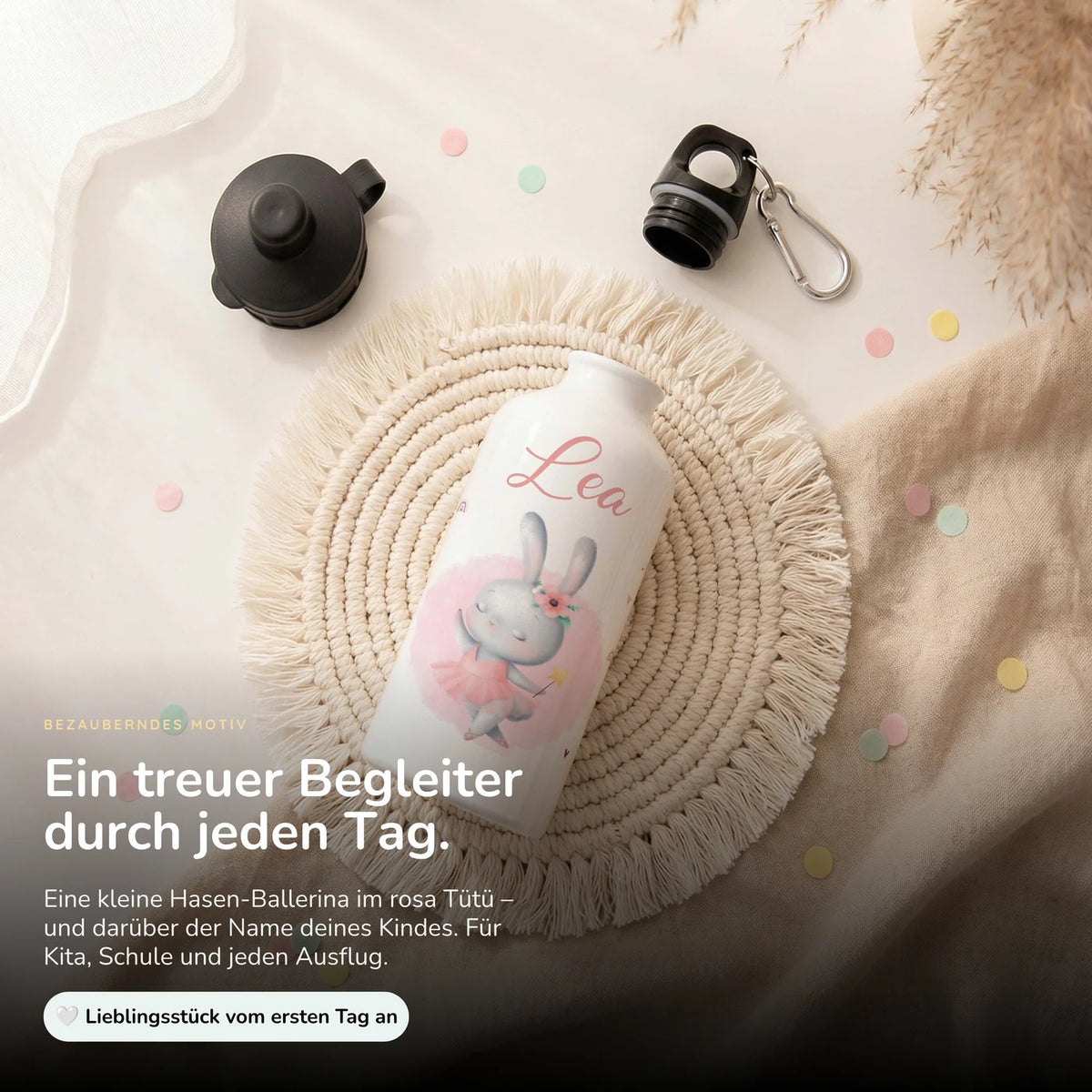 Personalisierte Trinkflasche Kinder – Hase Ballerina