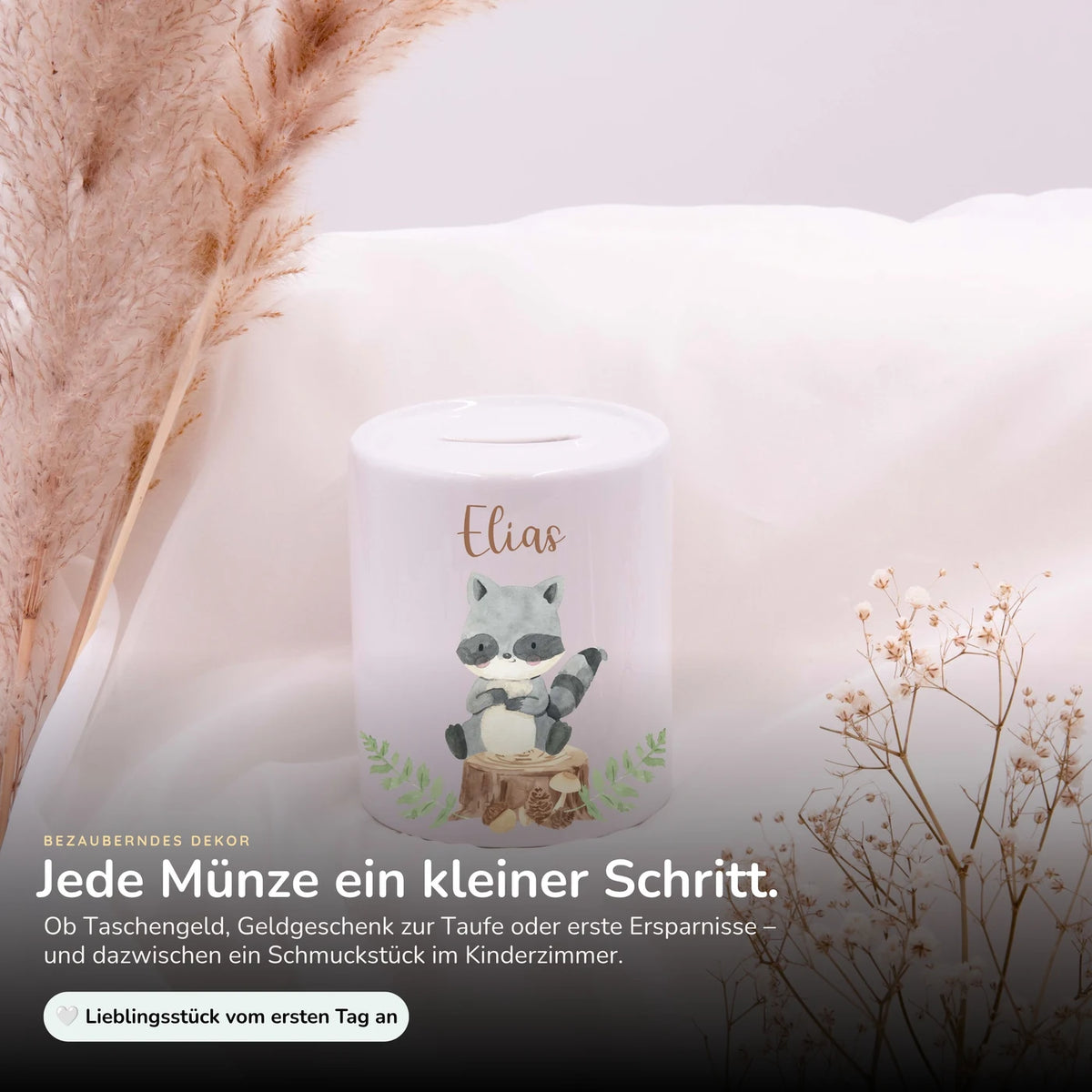 Spardose Kinder aus Keramik - WaschbÀr