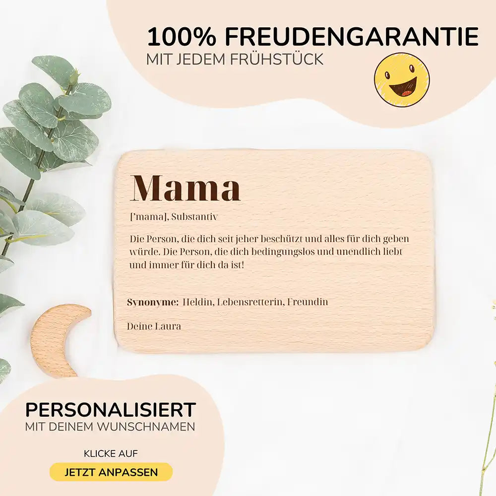 Frühstücksbrettchen Holz Frühstücksbrettchen Mama aus Holz mit Gravur - Muttertag Geschenk Schneidebrett