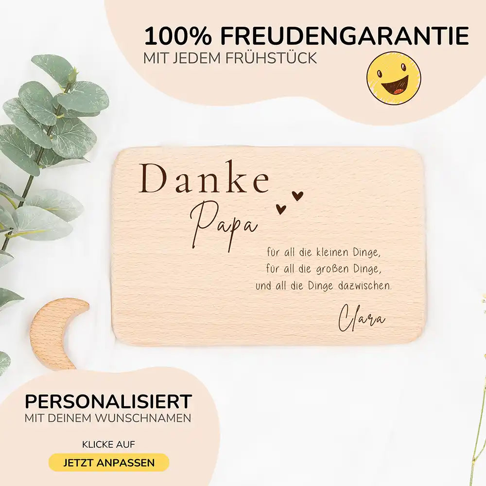 Frühstücksbrettchen Holz Danke Papa mit Gravur - Geschenk Vatertag