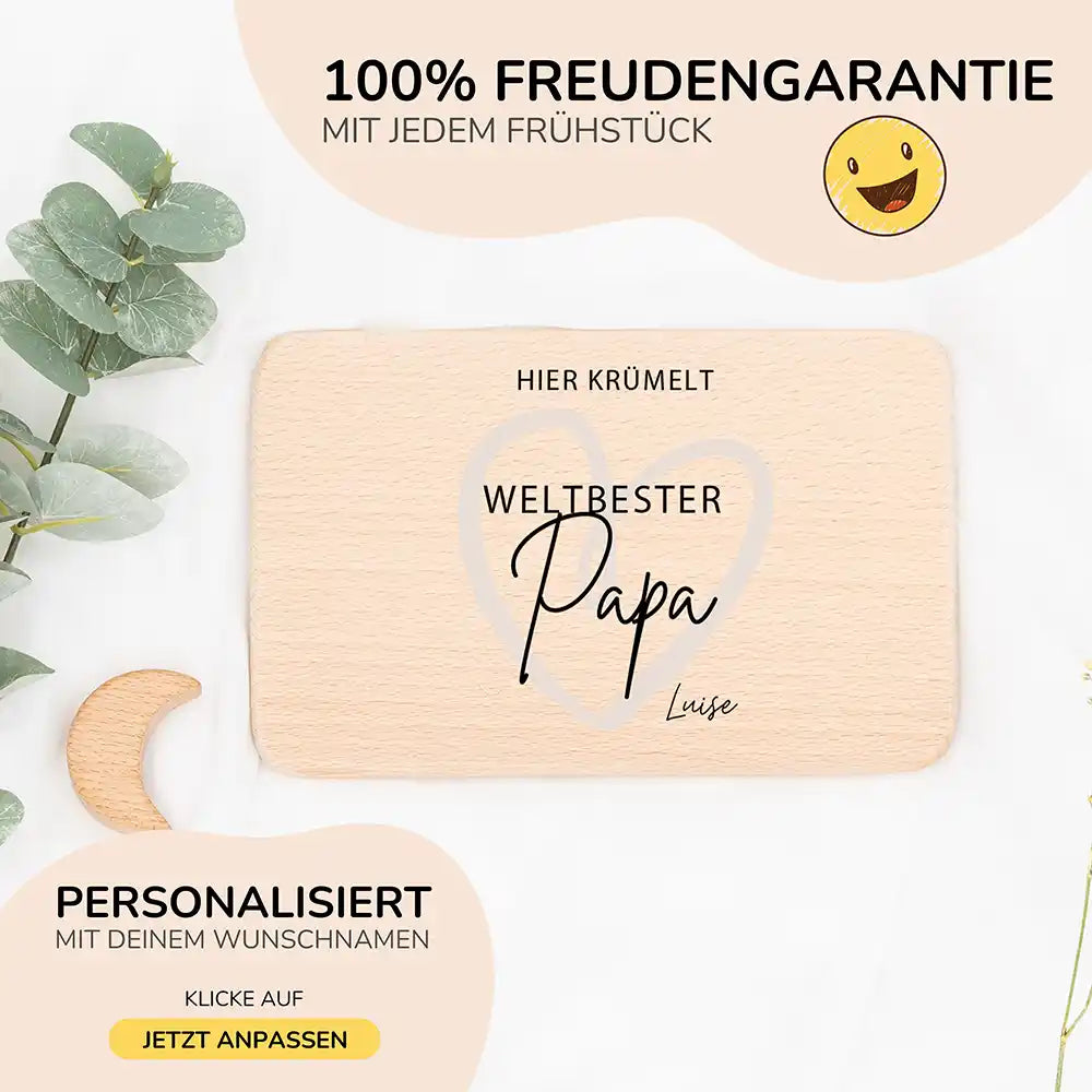 Frühstücksbrettchen Holz Weltbester Papa mit Gravur - Geschenk Vatertag