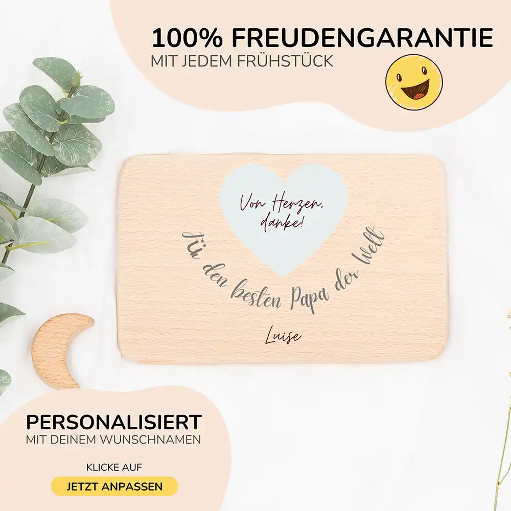Frühstücksbrettchen Holz Für den besten Papa der Welt mit Gravur - Geschenk Vatertag