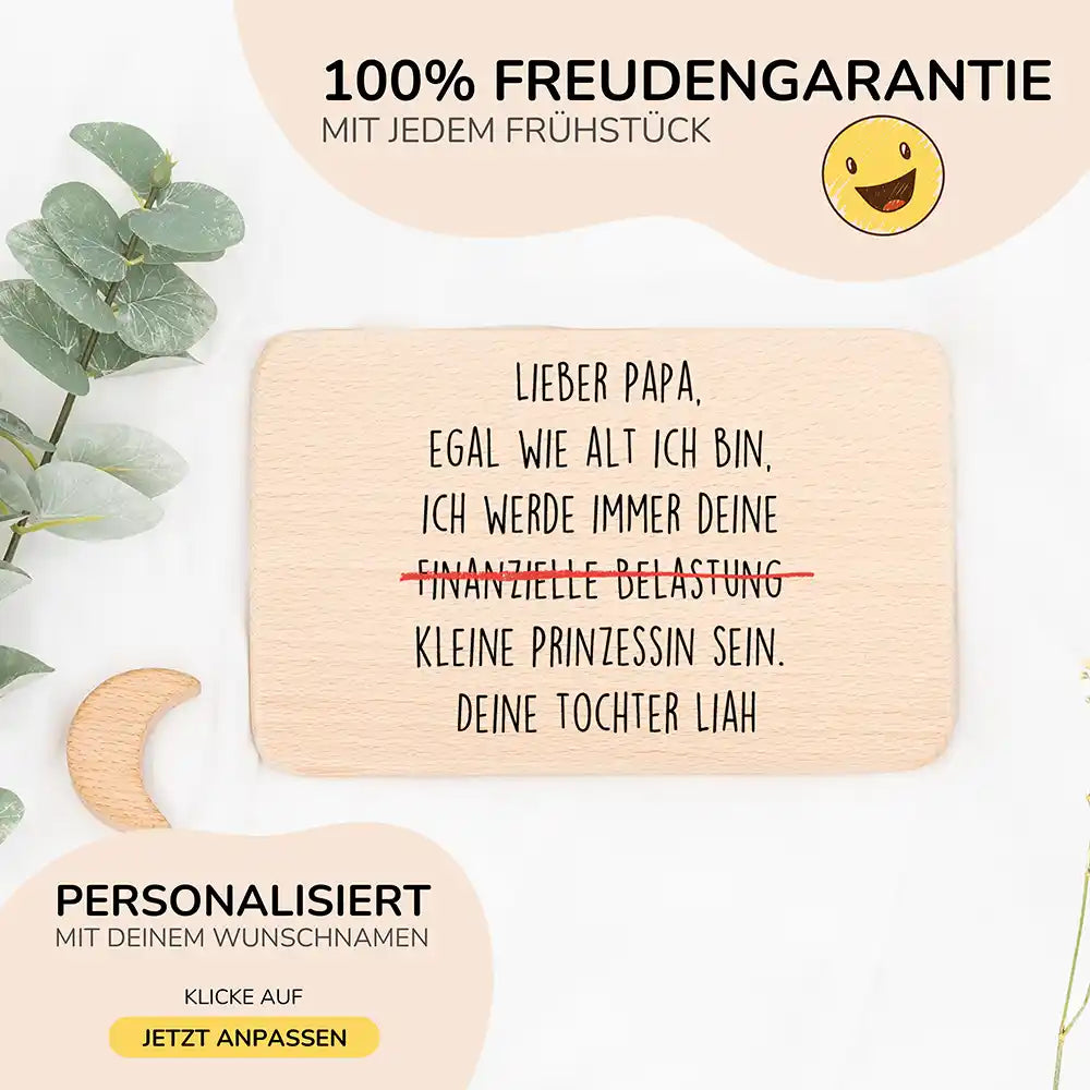 Frühstücksbrettchen Holz Lieber Papa mit Gravur - Geschenk Vatertag