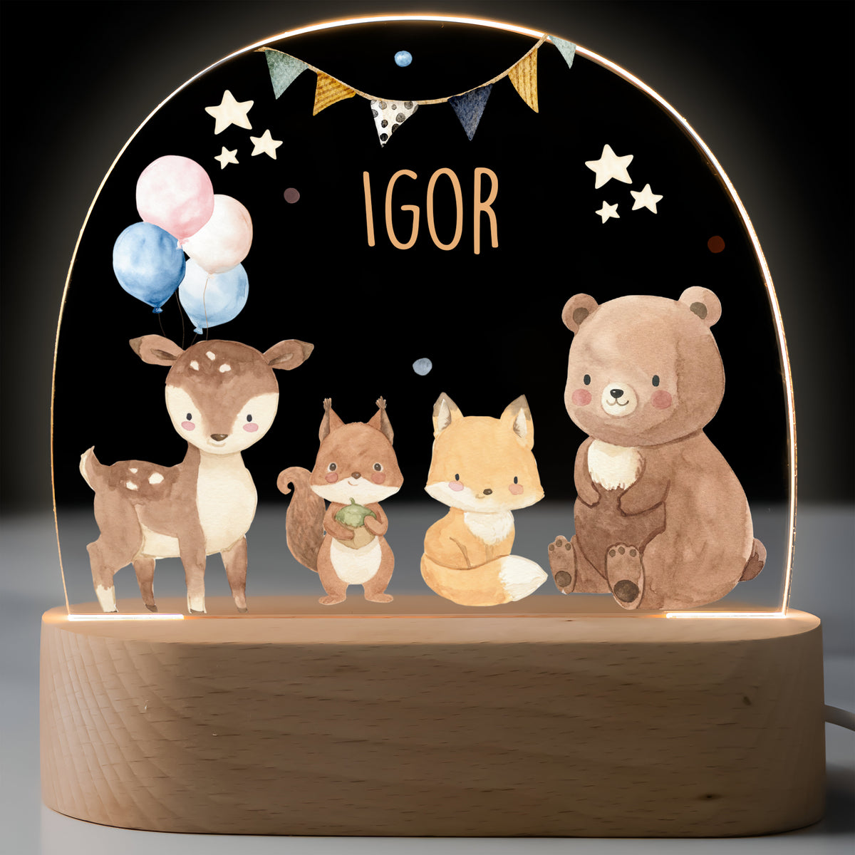 Nachtlicht Kinder personalisiert - Herzliche Tierfreunde