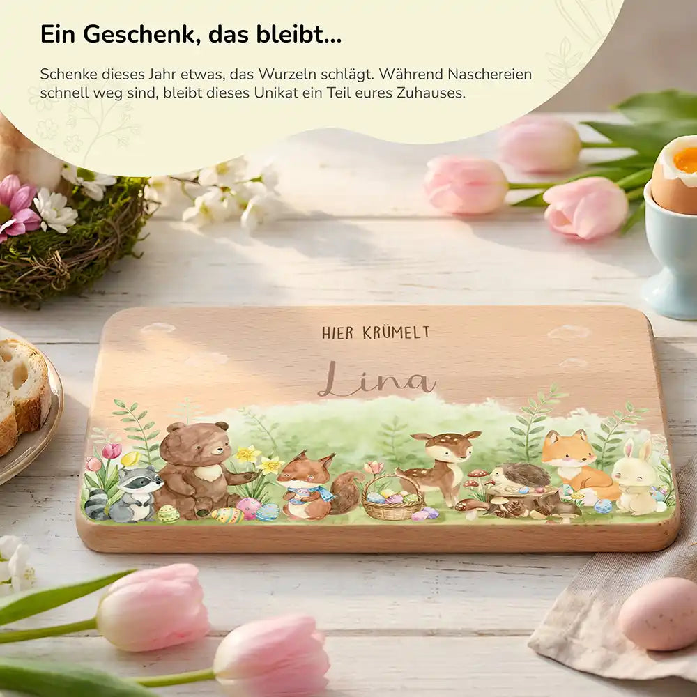 Frühstücksbrettchen Ostern - Waldtiere feiern Ostern