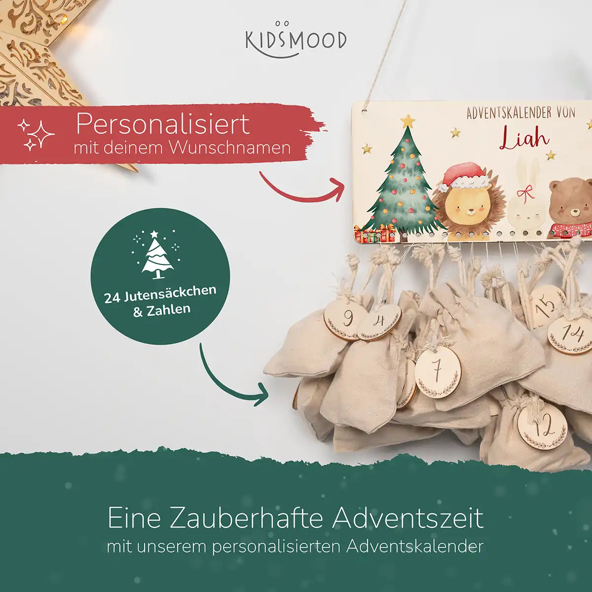 Personalisierbarer Adventskalender farbig - Weihnachten