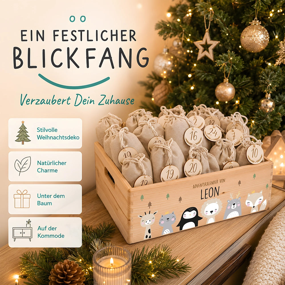 Personalisierter Adventskalender zum Befüllen - Winter Tierfamilie