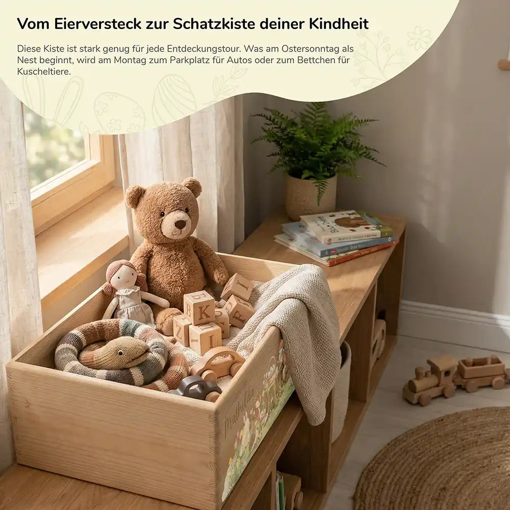 Osterkiste Holz personalisiert - Tiere im Wald