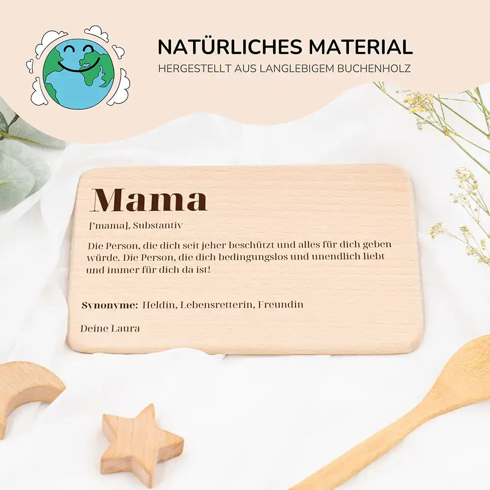 Frühstücksbrettchen Holz Frühstücksbrettchen Mama aus Holz mit Gravur - Muttertag Geschenk Schneidebrett