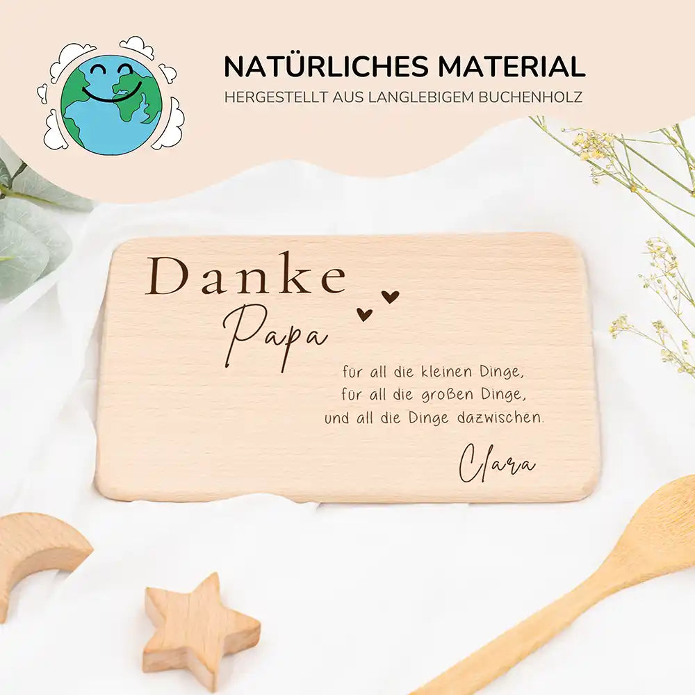 Frühstücksbrettchen Holz Danke Papa mit Gravur - Geschenk Vatertag