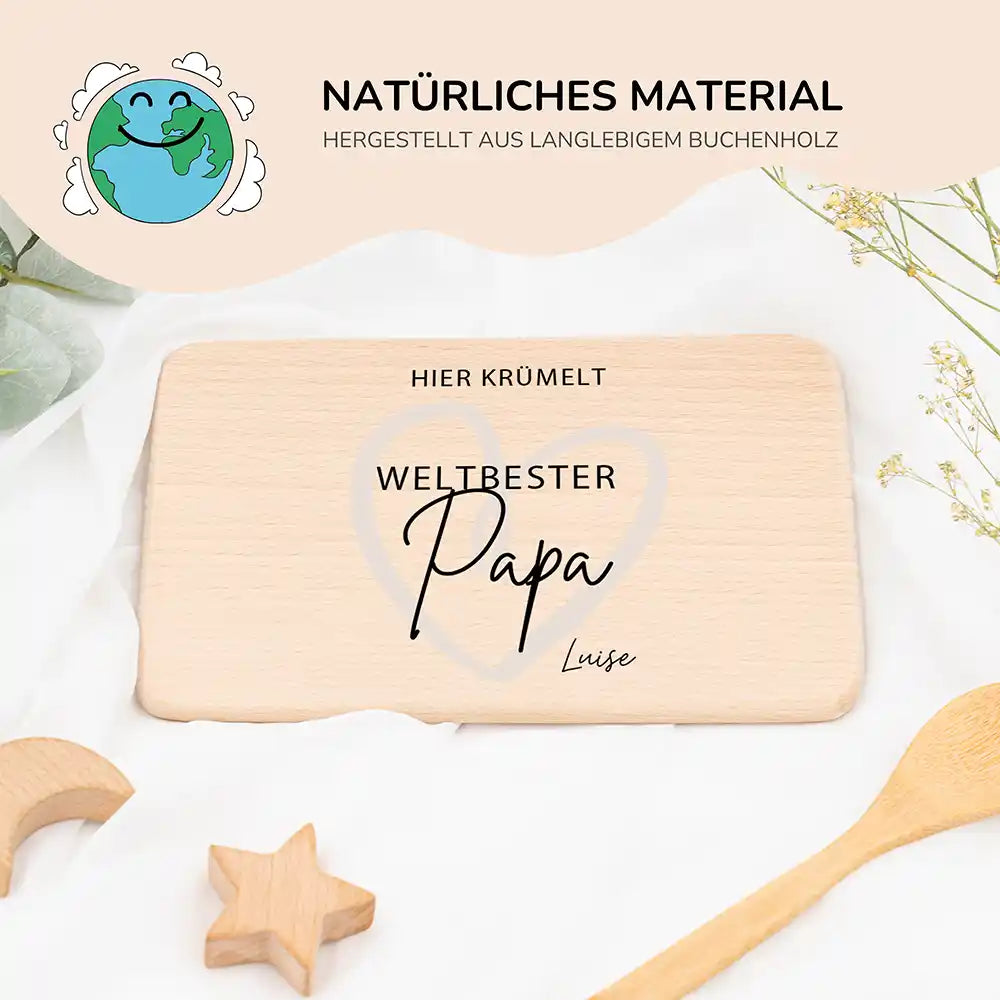 Frühstücksbrettchen Holz Weltbester Papa mit Gravur - Geschenk Vatertag