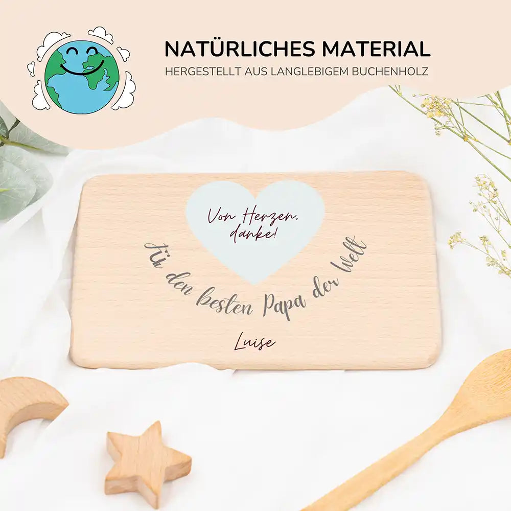 Frühstücksbrettchen Holz Für den besten Papa der Welt mit Gravur - Geschenk Vatertag