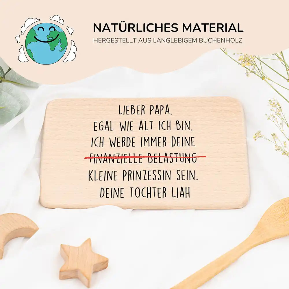 Frühstücksbrettchen Holz Lieber Papa mit Gravur - Geschenk Vatertag