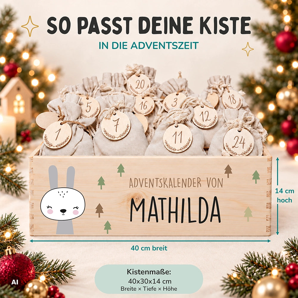 Personalisierter Adventskalender zum Befüllen - Winterhase