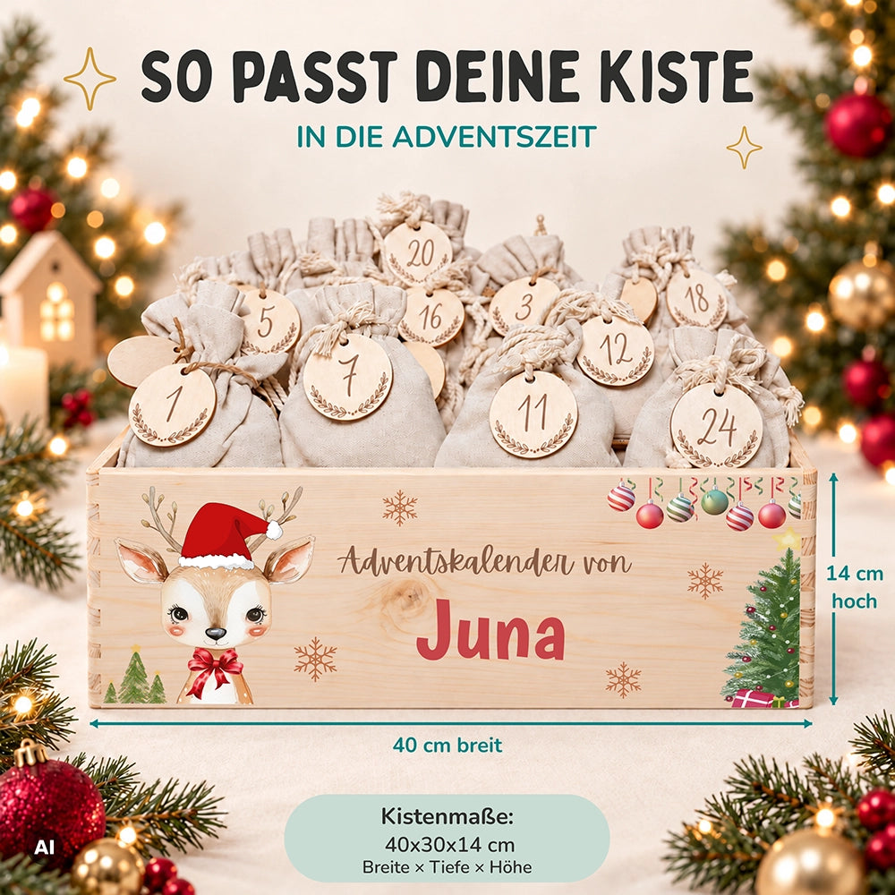 Personalisierter Adventskalender zum Befüllen - Baby Reh