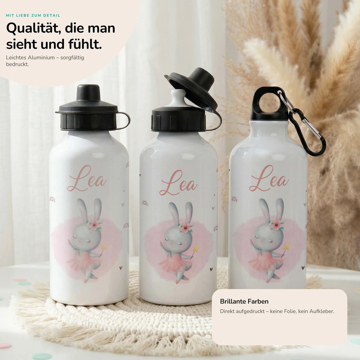 Personalisierte Trinkflasche Kinder – Hase Ballerina