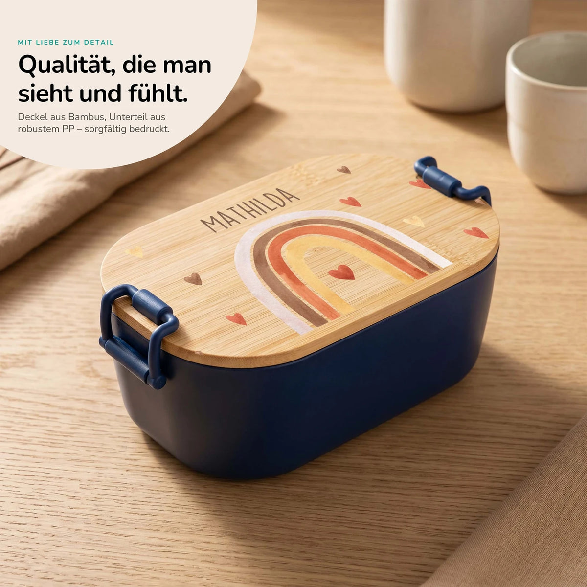 Brotdose Kinder personalisiert, Boho Regenbogen