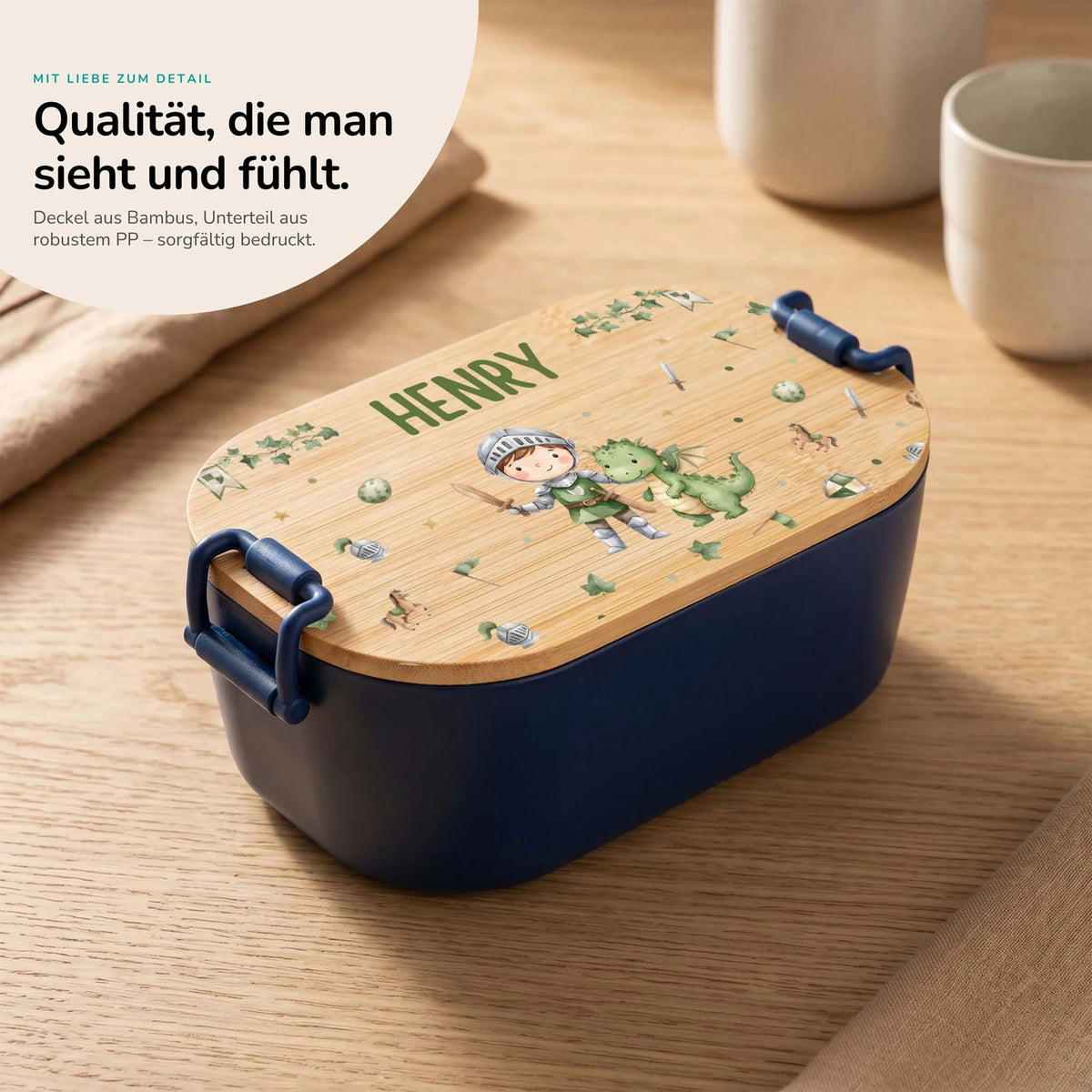Brotdose Kinder personalisiert, Ritter mit Drache