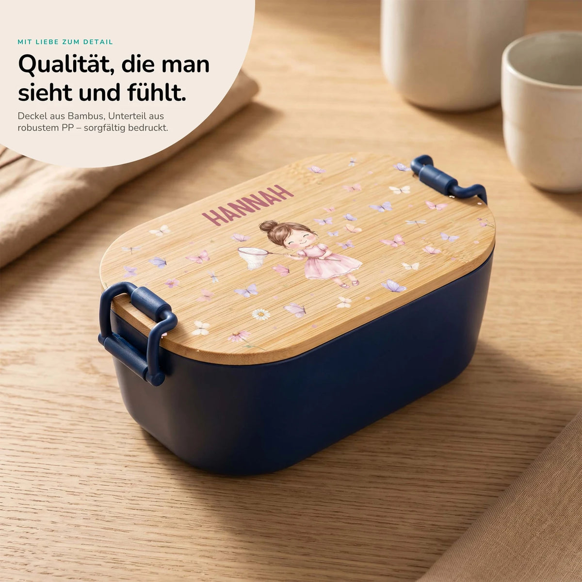 Brotdose Kinder personalisiert, Mädchen Schmetterlinge