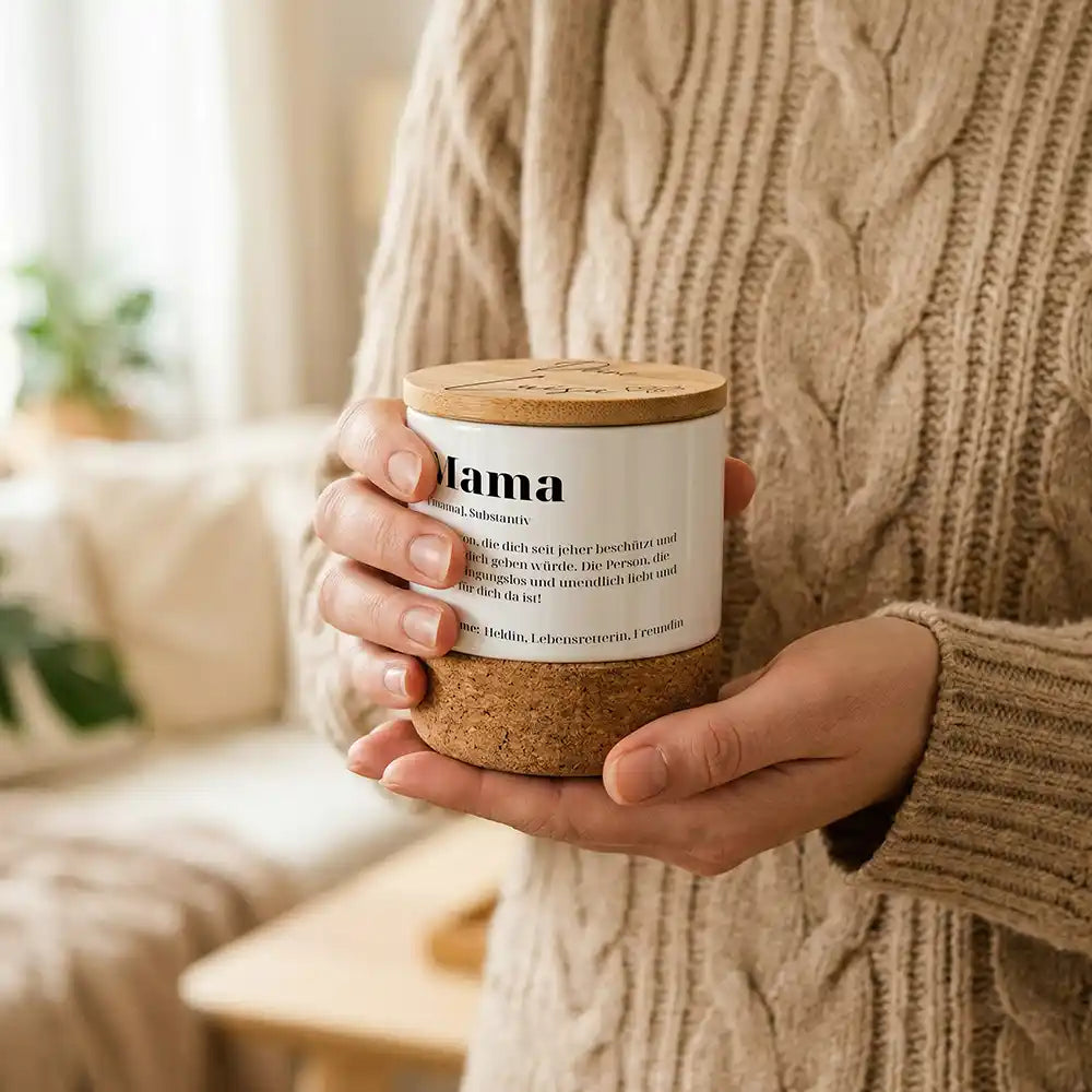 Duftkerze Vanille Keramik Mama Definition – Kork-Detail Naturmaterial
