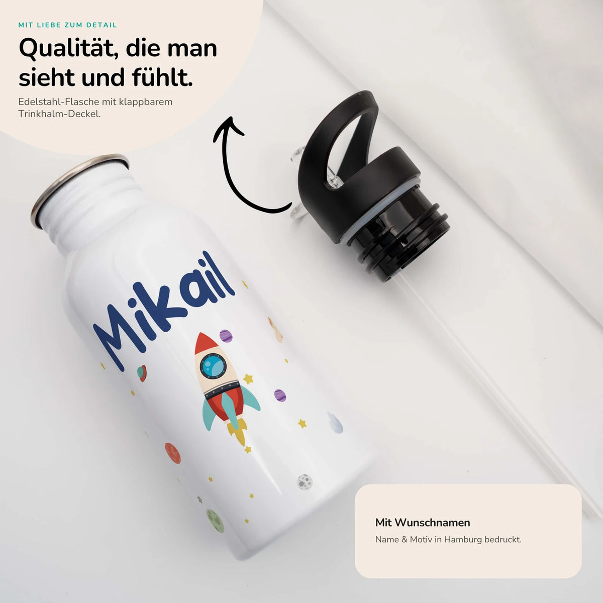 Trinkflasche Kinder Edelstahl - Weltraumrakete