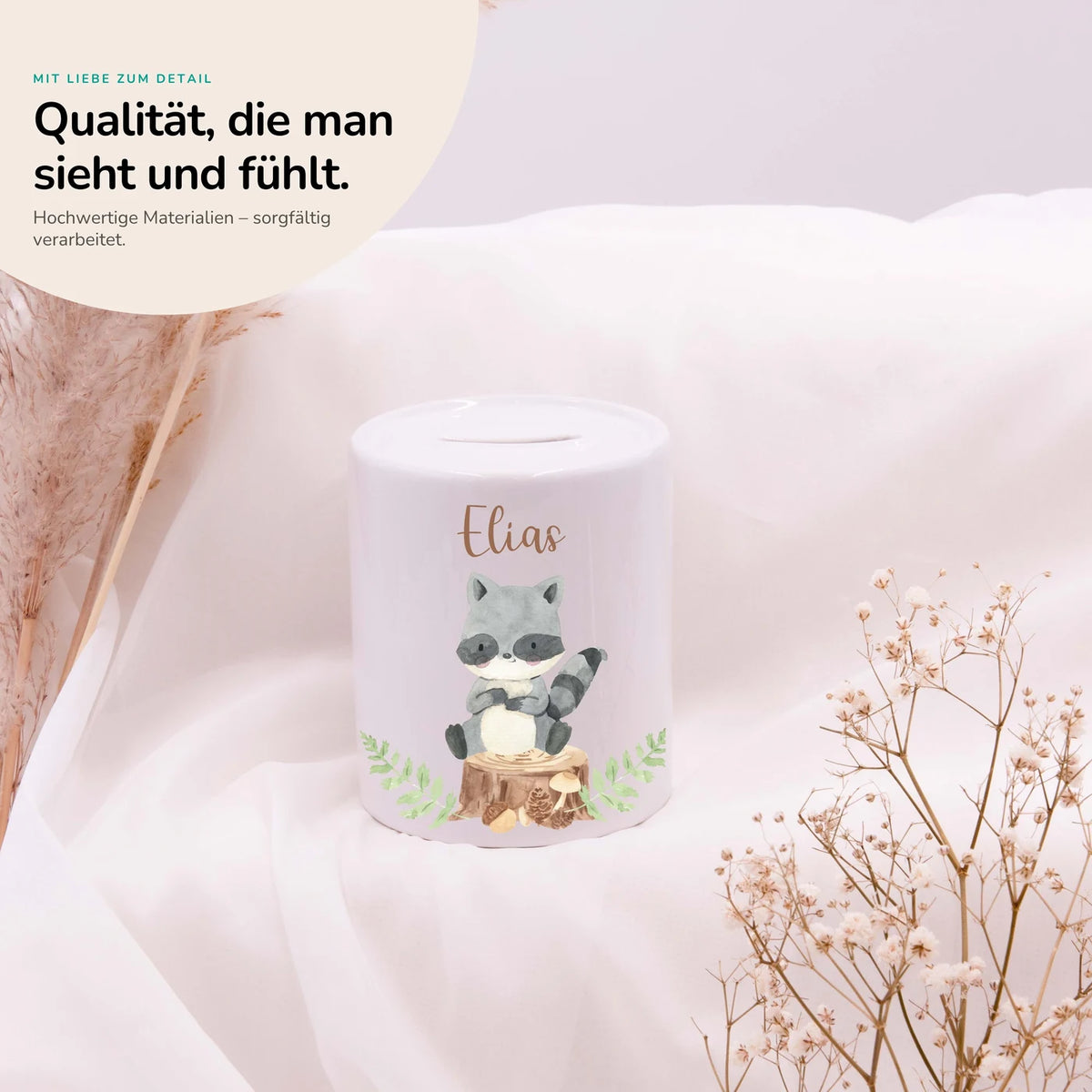 Spardose Kinder aus Keramik - WaschbÀr