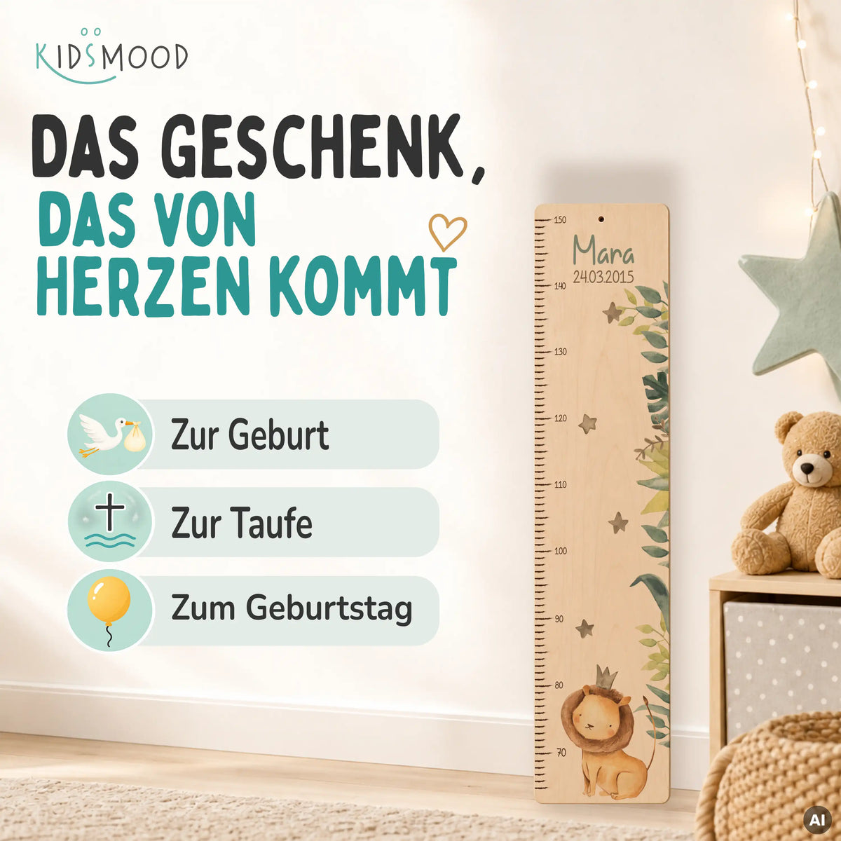 Messlatte Kinder Holz - Löwe