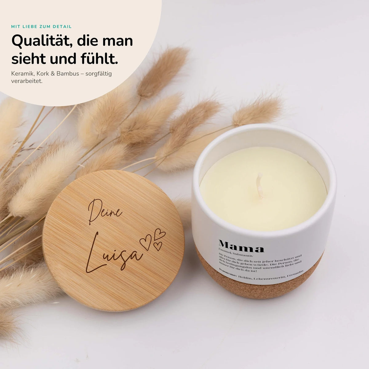 Duftkerze Vanille Keramik – Mama Definition mit Wunschname