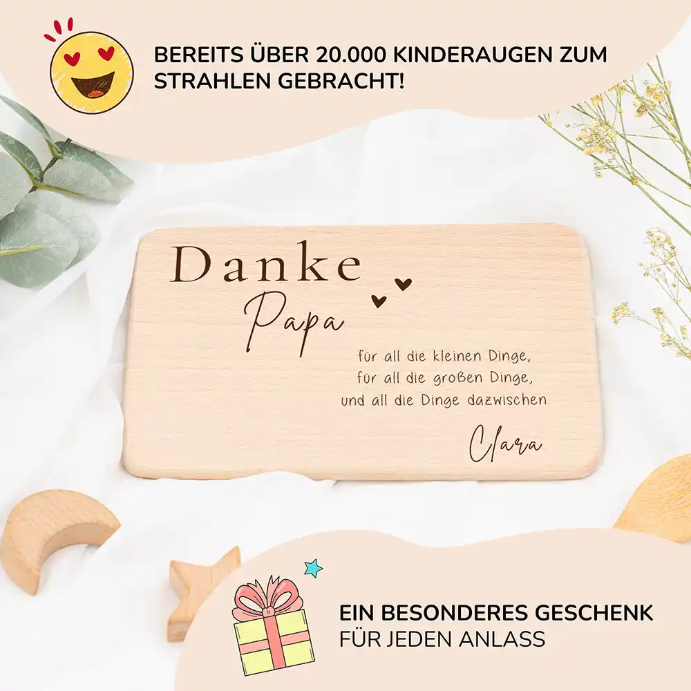 Frühstücksbrettchen Holz Danke Papa mit Gravur - Geschenk Vatertag