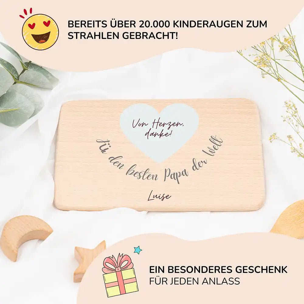 Frühstücksbrettchen Holz Für den besten Papa der Welt mit Gravur - Geschenk Vatertag