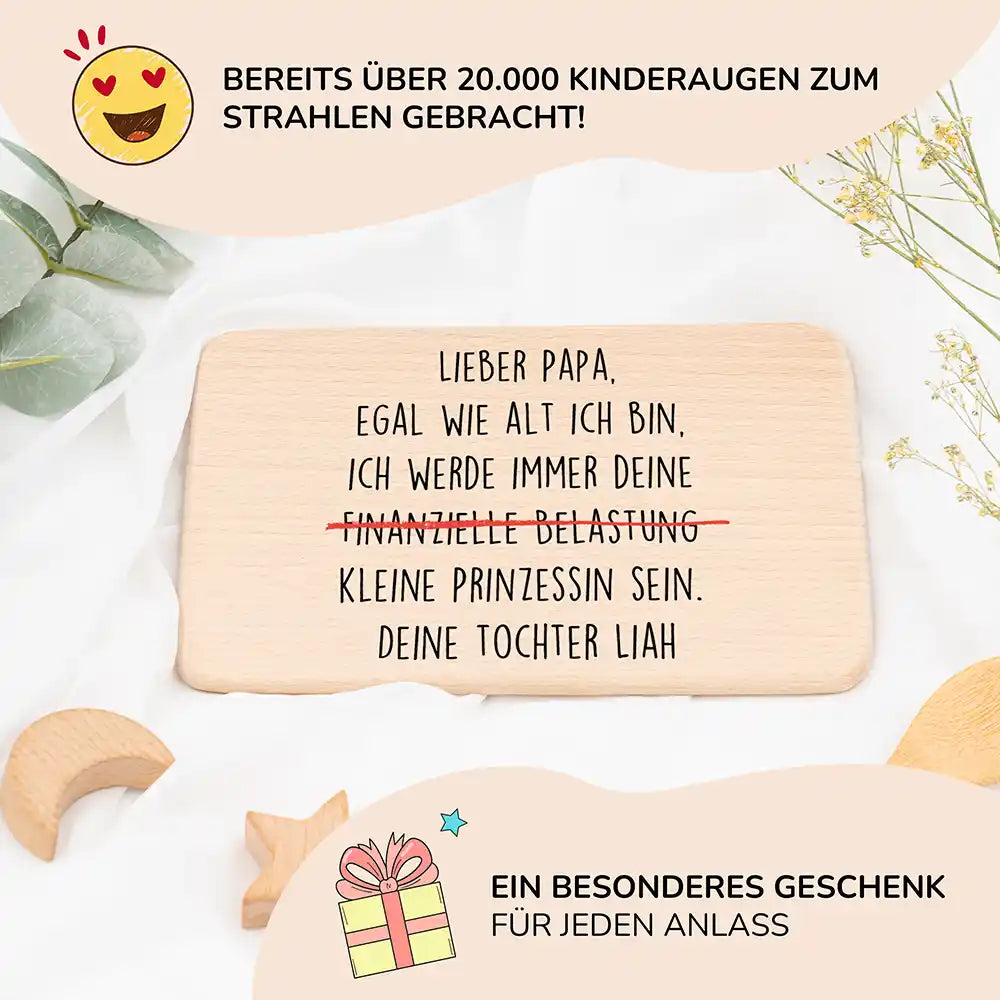 Frühstücksbrettchen Holz Lieber Papa mit Gravur - Geschenk Vatertag