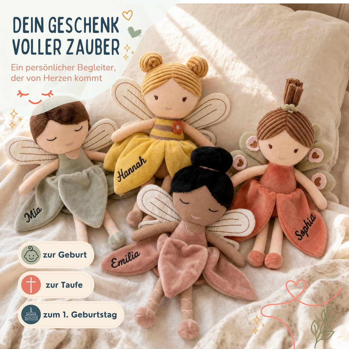 Jollein Stoffpuppe Fee Salbei â mit oder ohne Namen