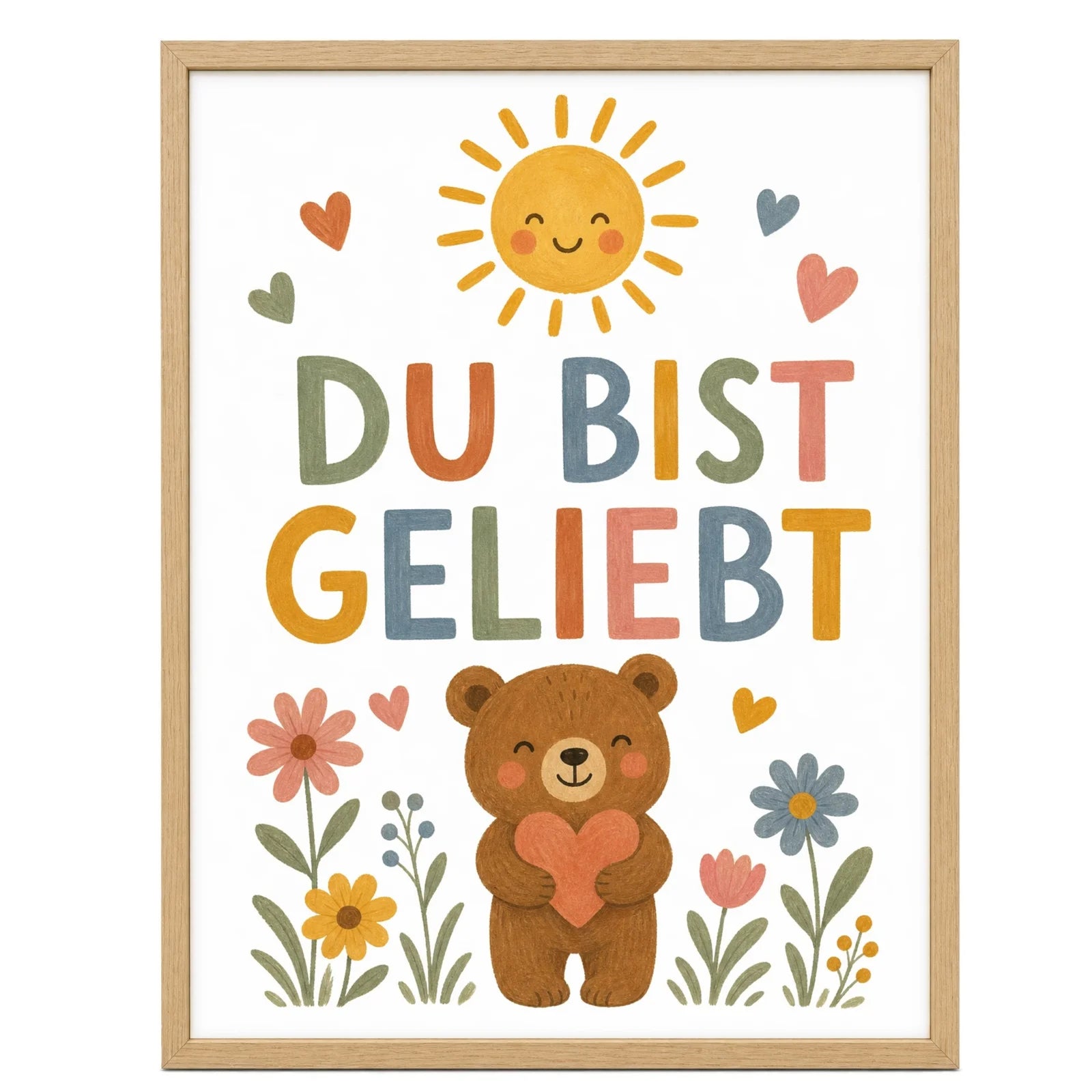 Affirmationsposter Kinderzimmer BĂ€r Du bist geliebt, im MĂ€dchenzimmer