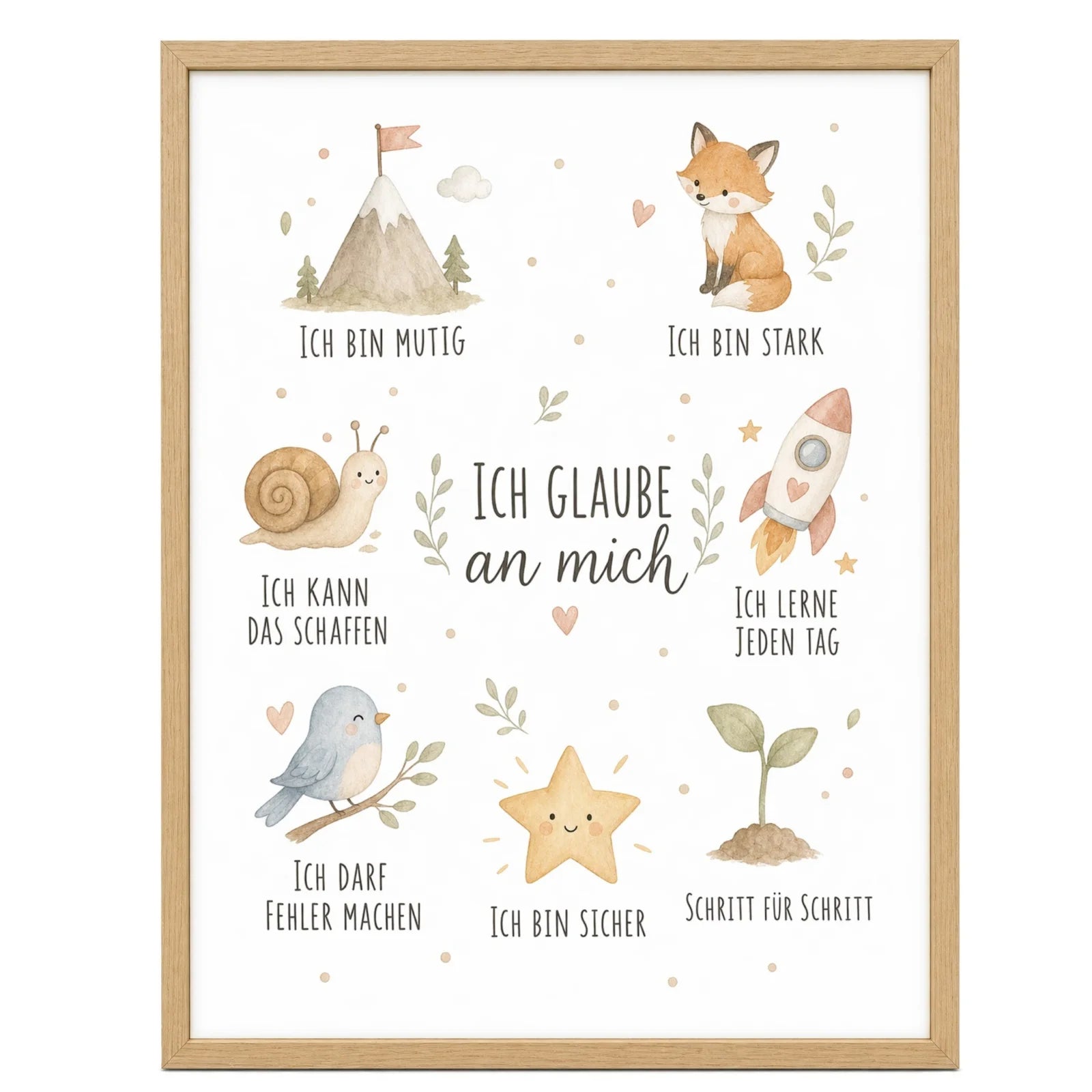 Affirmationsposter Kinderzimmer Collage Ich glaube an mich, im Mädchenzimmer