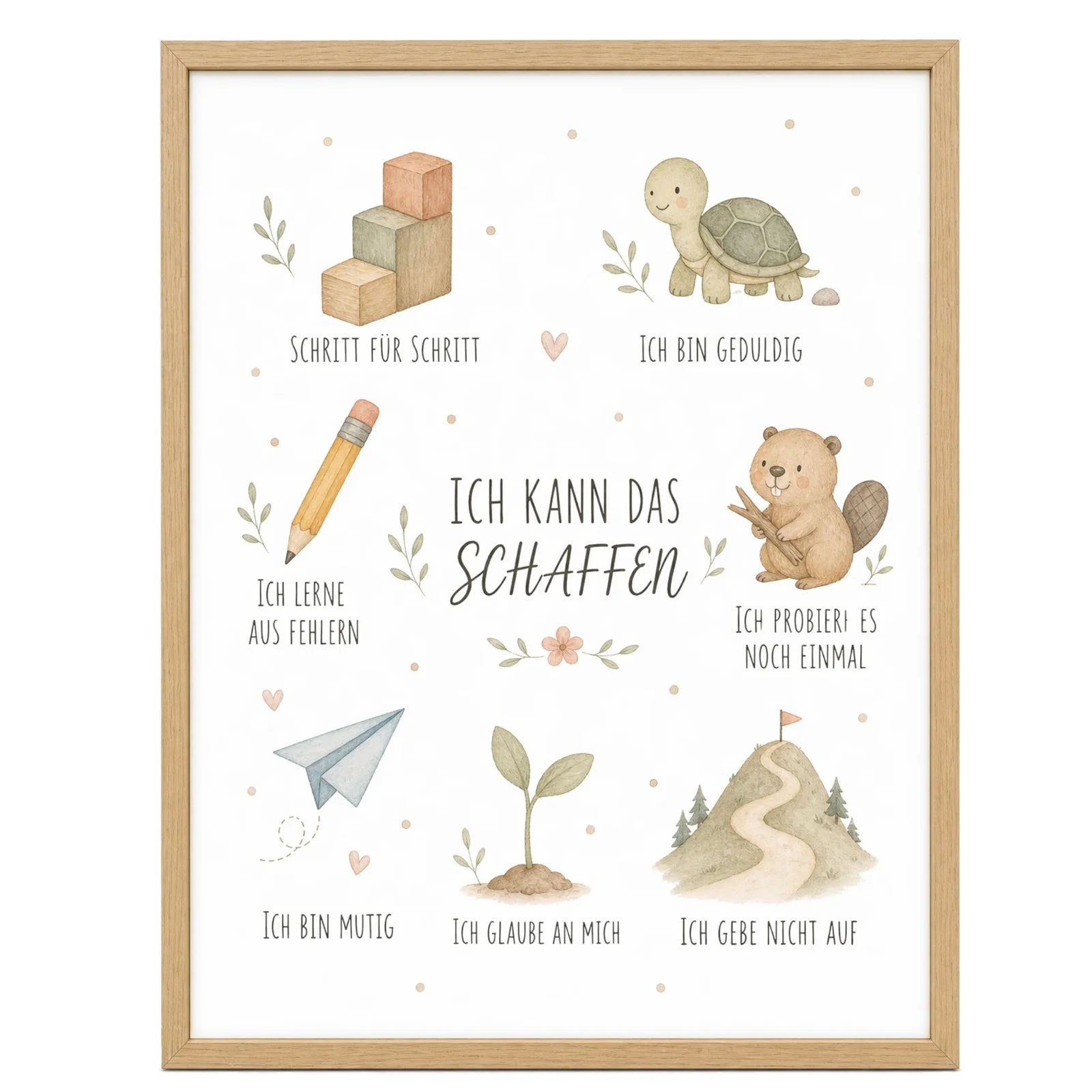 Affirmationsposter Kinderzimmer Collage Ich kann das schaffen, im MĂ€dchenzimmer