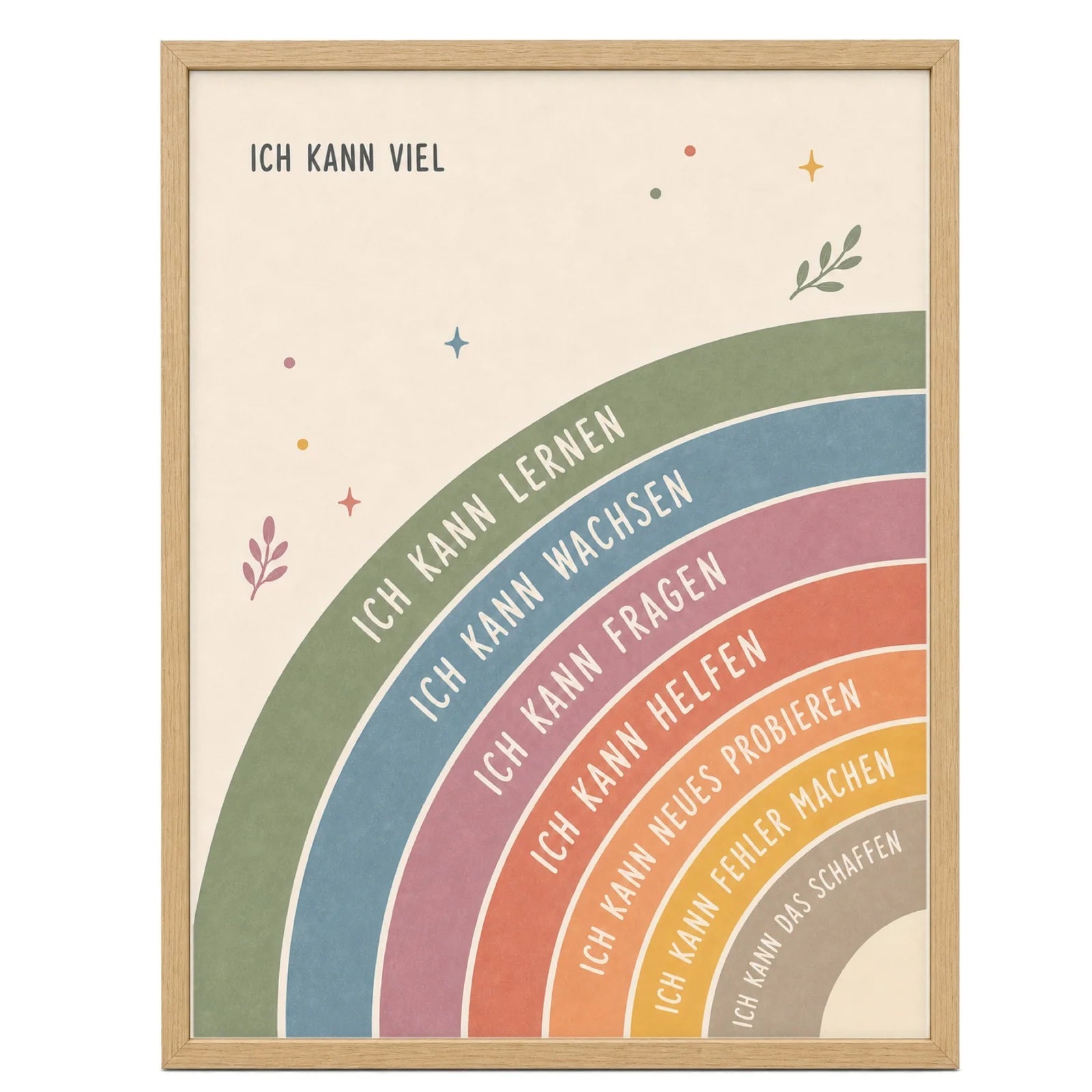 Affirmationsposter Kinderzimmer Regenbogen Ich kann viel, im MĂ€dchenzimmer