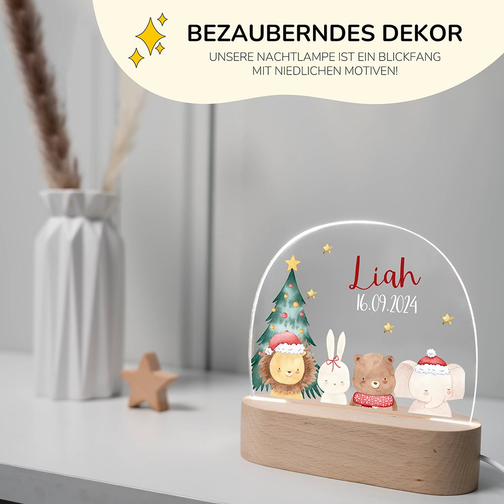Personalisierte Nachtlampe Weihnachten als Deko im Kinderzimmer