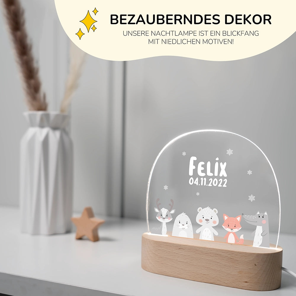 Personalisierte Nachtlampe Tiere als Deko im Kinderzimmer