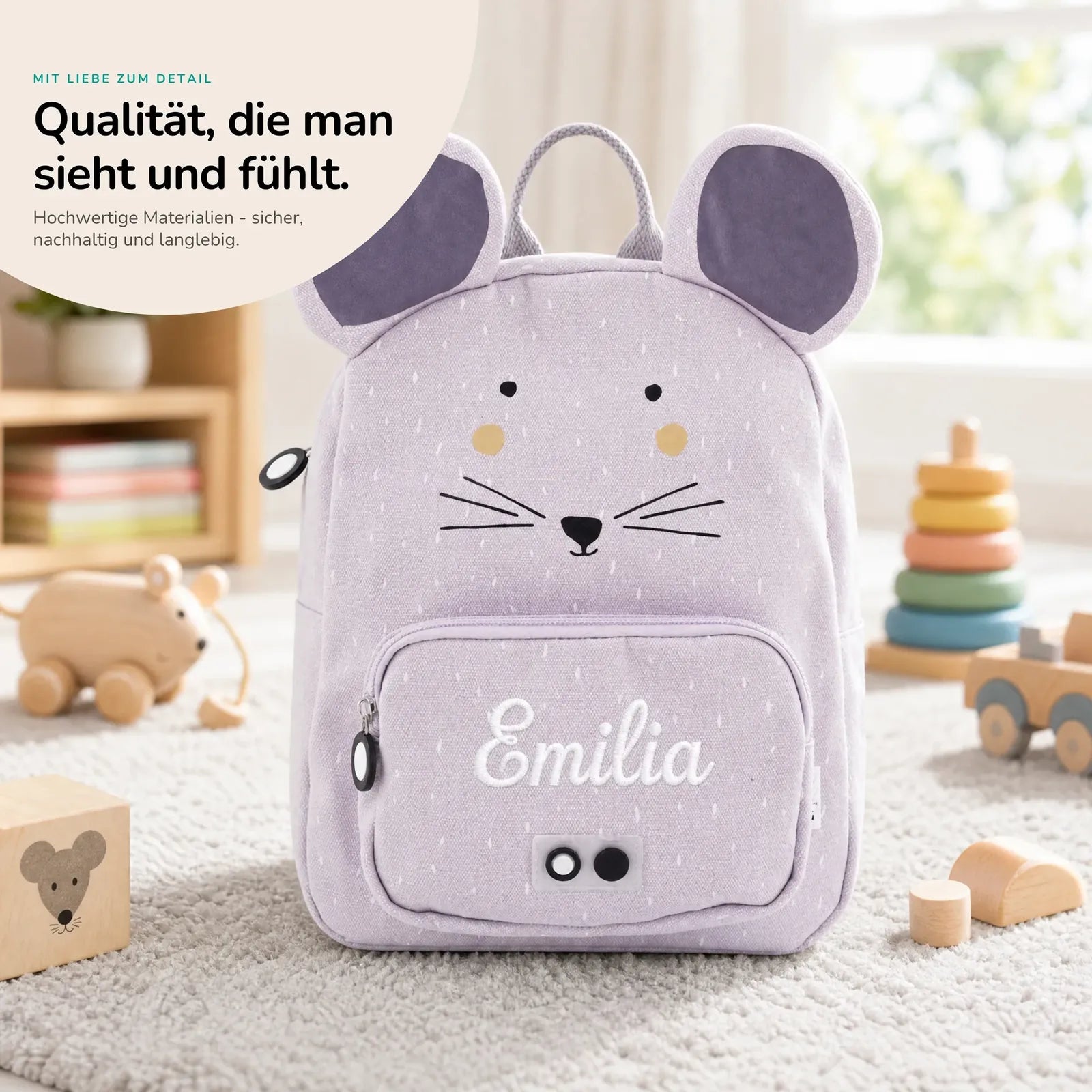 Trixie Kindergartenrucksack Maus, Kita-Rucksack personalisiert