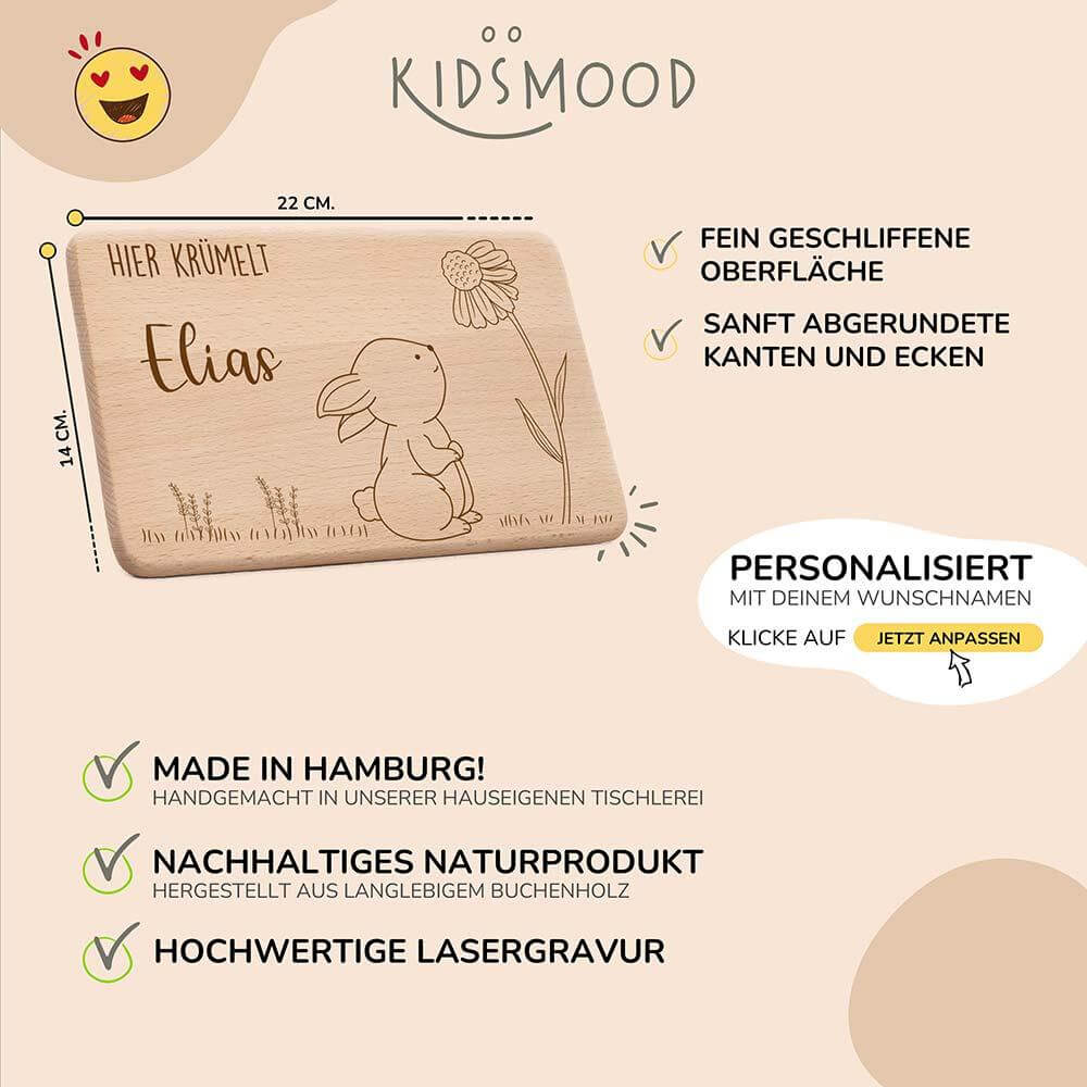 detailansicht der gravur auf dem frühstücksbrettchen